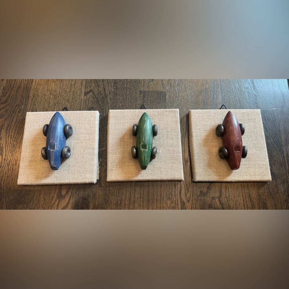 Restoration Hardware Vintage Car Wall Decor Set - Blue, Green, and Brown